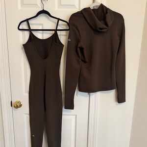 Alo Yoga Brown Jumpsuit and Hoodie Set